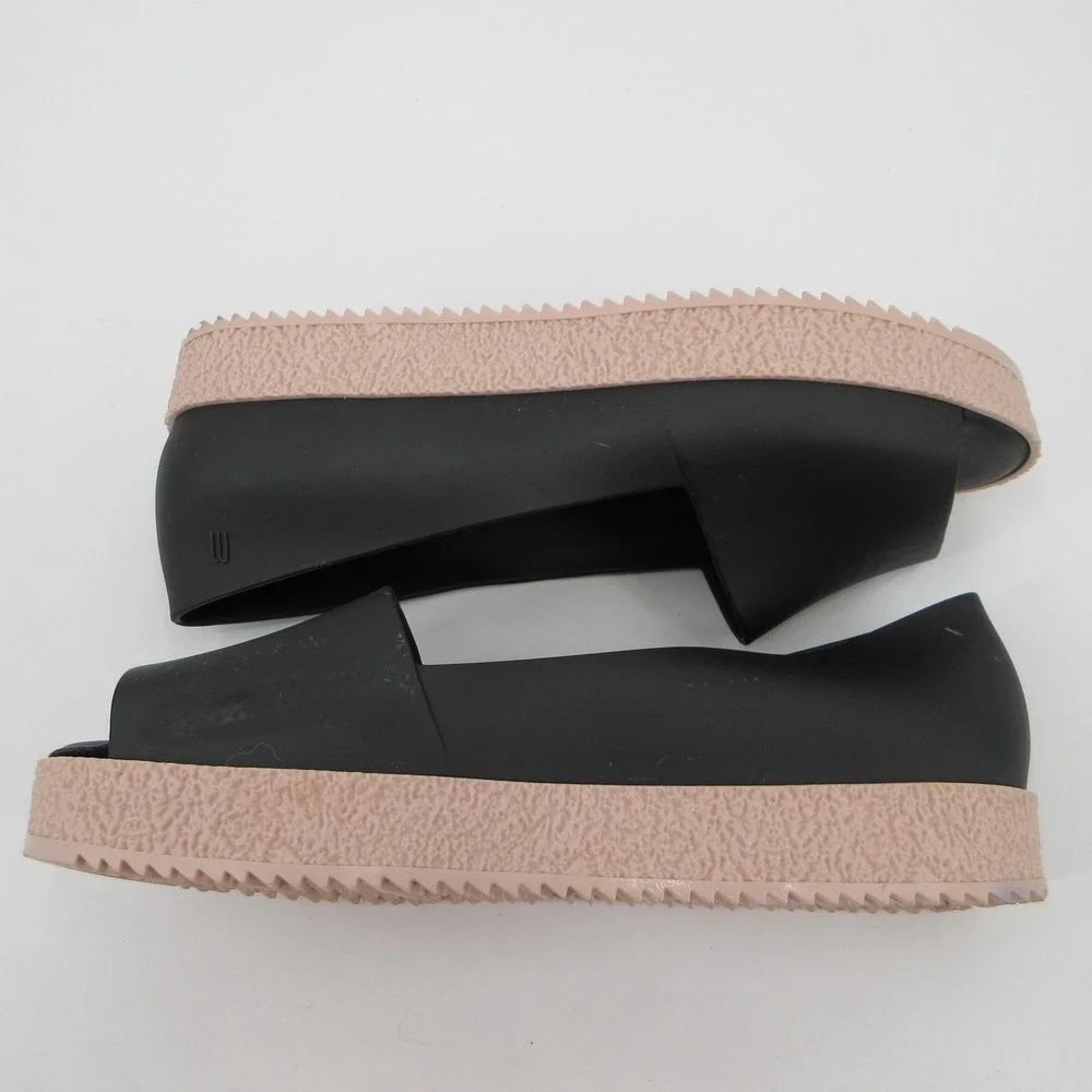Melissa Hotness Women 10 Black Pink Platform Peep Toe Jelly Sandals Flatform